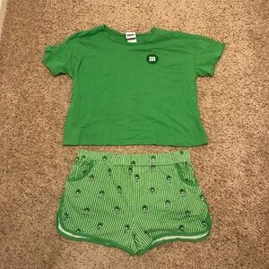 Green M&M pj set